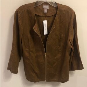 Chico's NWT Foiled Linen Zip Front Jacket